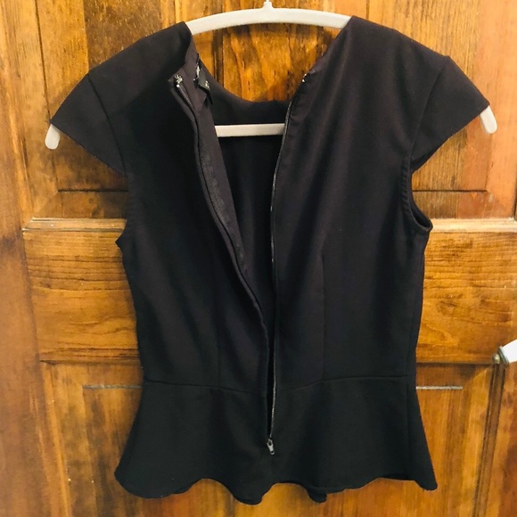 H&M Black Peplum Top Size 2 - Picture 3 of 5